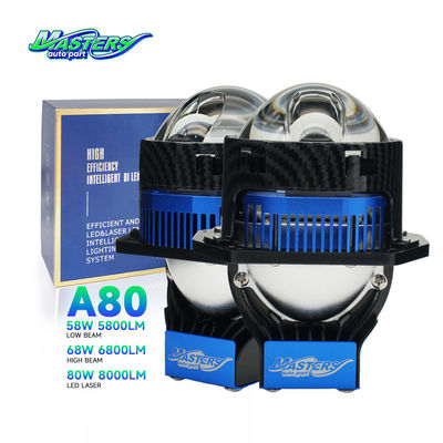 Masters A80 Lens LED Laser / Hi / Lo Beam 85W 8500 Lumens 3 inch Máy chiếu laser kép